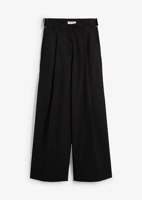 Bundfaltenhose aus fließendem Viskose-Mix in schwarz von vorne - bonprix
