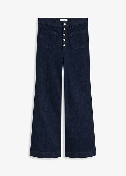 Flared-Jeans High Waist in blau von vorne - bonprix