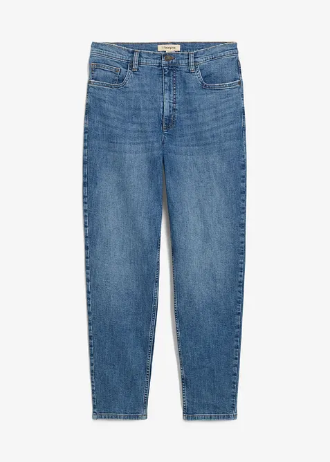 Mom-Jeans High Waist, cropped in blau von vorne - bonprix