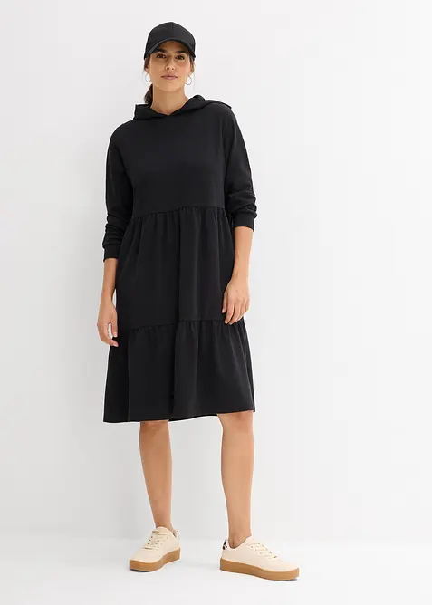 Sweatkleid in schwarz im Look von vorne (Totalaufnahme) - bonprix