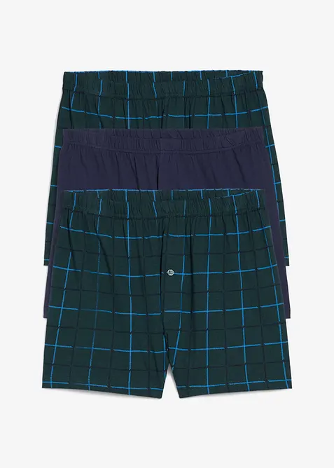 Lockere Jersey Boxershorts aus weicher Baumwolle (3er Pack) in grün - bonprix