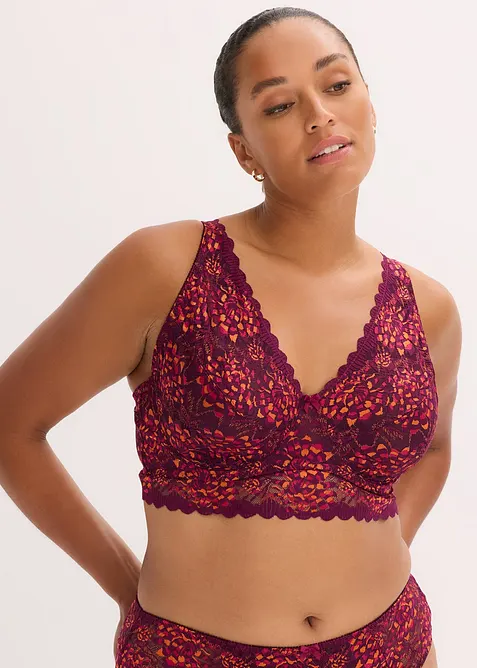 Minimizer-BH aus zarter Spitze in rot von vorne (im Anschnitt) - bonprix