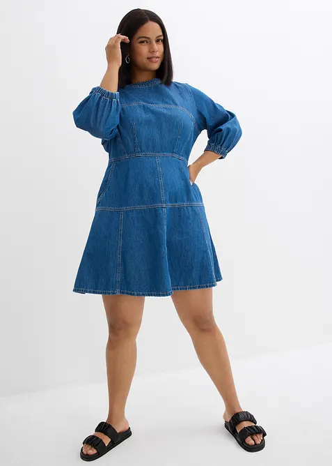 Jeanskleid aus reiner Baumwolle in blau von vorne (Totalaufnahme) - bonprix