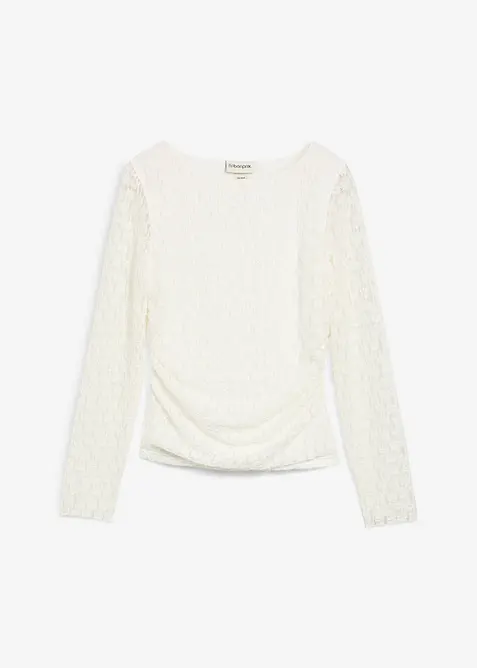 Langarmshirt aus Spitze in weiß von vorne - bonprix