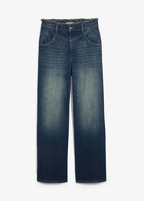 Loose Straight-Jeans High Waist in blau von vorne - bonprix