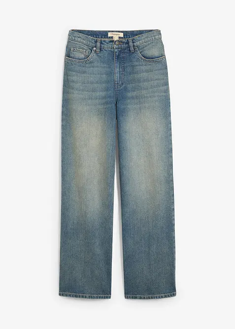 Wide-Leg-Jeans High Waist in blau von vorne - bonprix