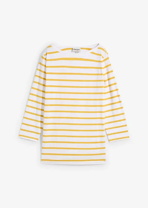 Langarmshirt mit reiner Bio-Baumwolle in weiß von vorne - bonprix