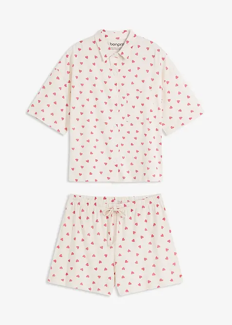 Oversized Shorty aus Flammgarn in weiß von vorne - bonprix