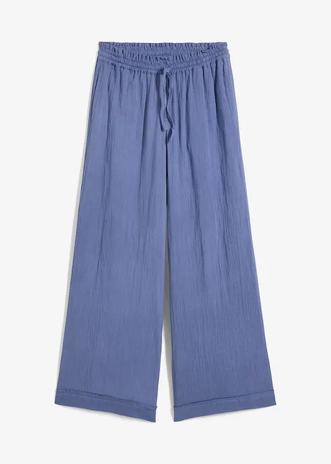 Schlupfhose aus luftigem Musselin in blau von vorne - bonprix