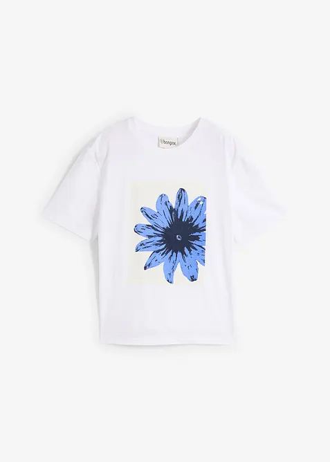 Bedrucktes T-Shirt aus reiner Baumwolle in weiß von vorne - bonprix