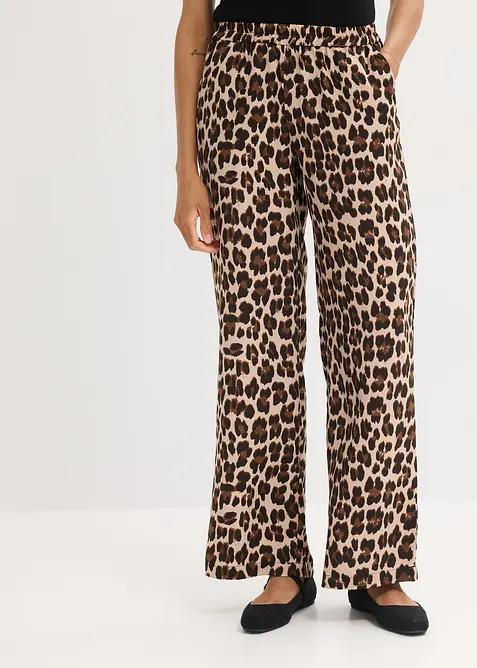 Palazzo-Hose aus fließendem Satin in braun von vorne - bonprix