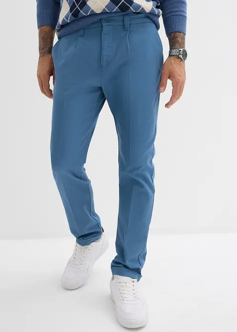 Regular Fit Bundfaltenhose, Tapered in blau von vorne - bonprix