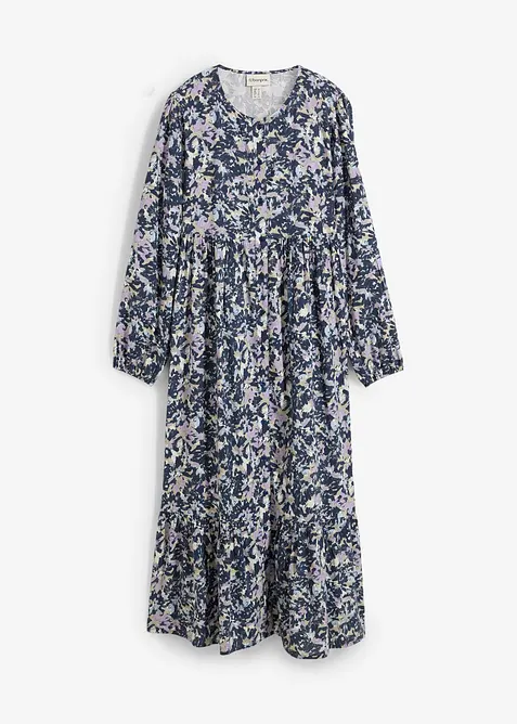 Blusenkleid aus fließender Viskose in blau von vorne - bonprix