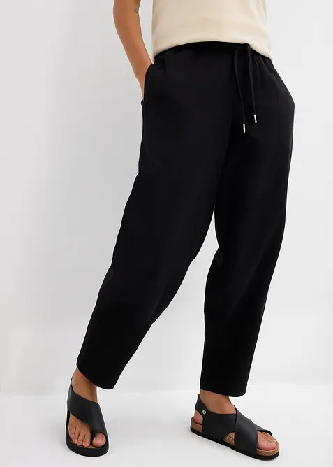 Barrel-Sweathose aus reiner Bio-Baumwolle in schwarz von vorne - bonprix