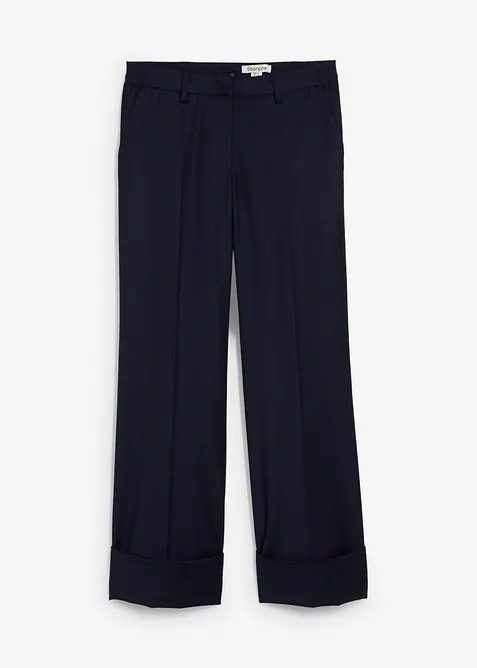 Flared Hose mit Wollanteil in blau von vorne - bonprix