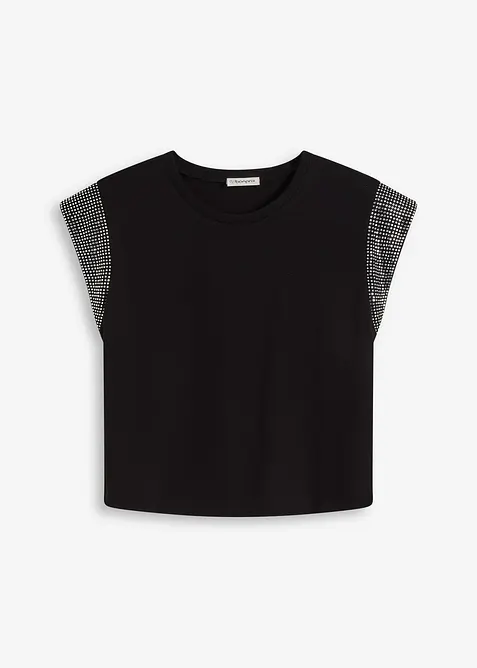 Shirt mit Schulterpolstern in schwarz von vorne - bonprix