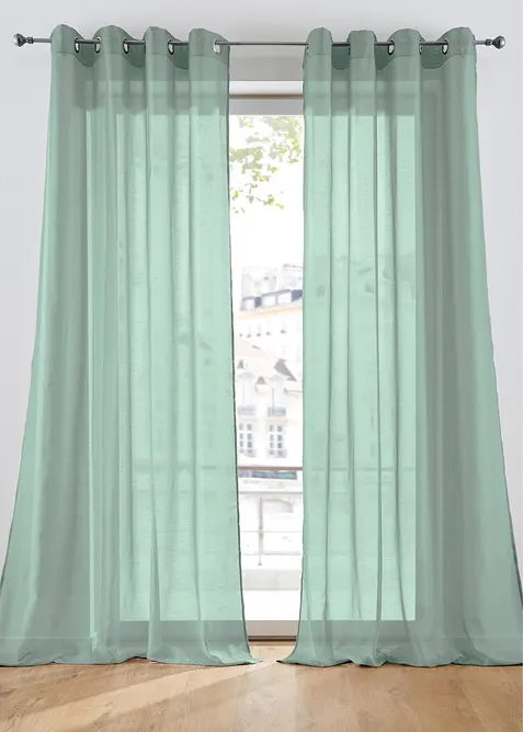 Gardine aus feiner Batist-Struktur (1er Pack) in grün - bonprix
