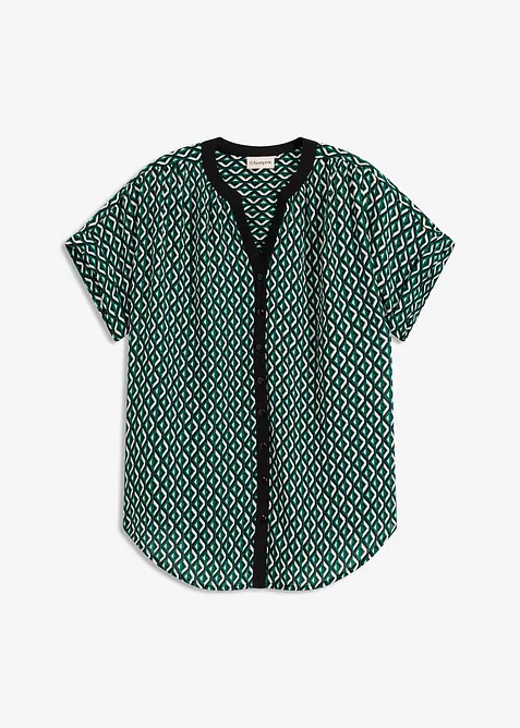 Oversize-Bluse aus fließendem Chiffon in grün von vorne - bonprix