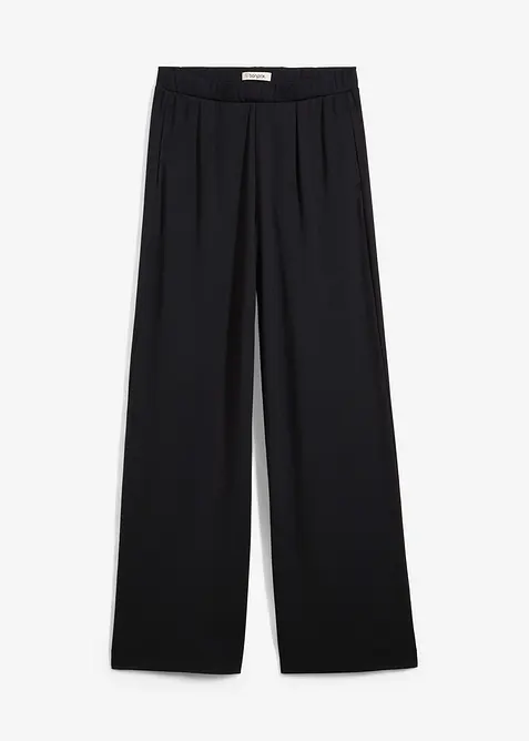Palazzo-Hose aus bequemen Punto di Roma in schwarz von vorne - bonprix