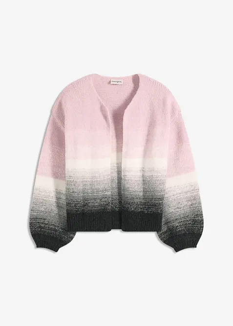 Grobstrickjacke aus weichem Woll-Mix in rosa von vorne - bonprix