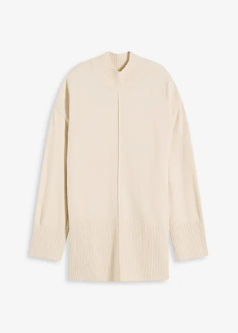 Oversize-Pullover in beige von vorne - bonprix