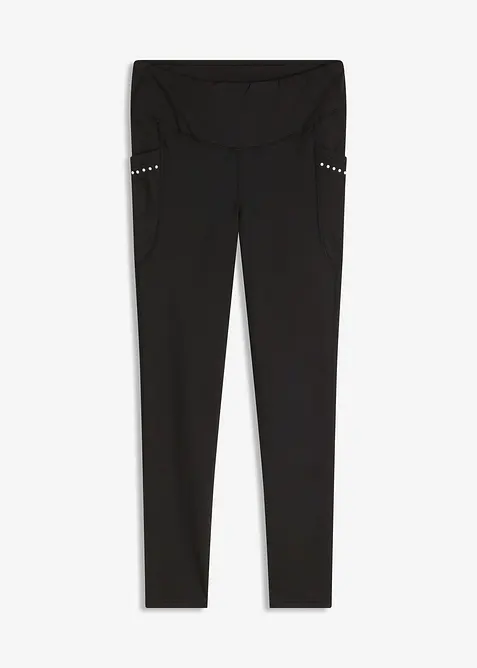 Therm Sport-Leggings mit reflektierenden Details und Handytasche, schnelltrocknend in schwarz von vorne - bonprix