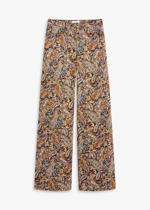 Wide-Leg-Stretchhose mit Baumwolle in schwarz von vorne - bonprix