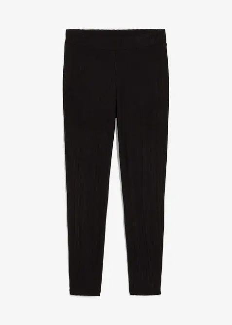 Warme gerippte Thermo-Leggings in schwarz von vorne - bonprix