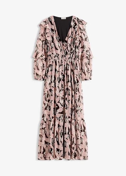 Chiffonkleid mit Volants in schwarz von vorne - bonprix