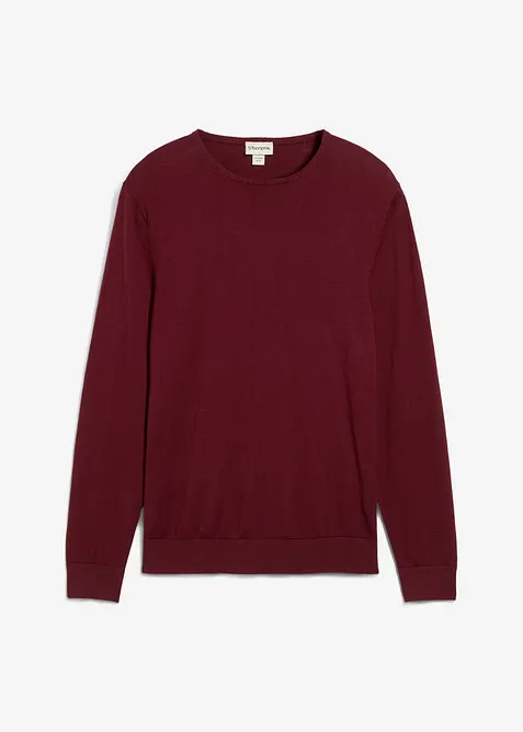 Feinstrickpullover mit edler Merinowolle in rot von vorne - bonprix