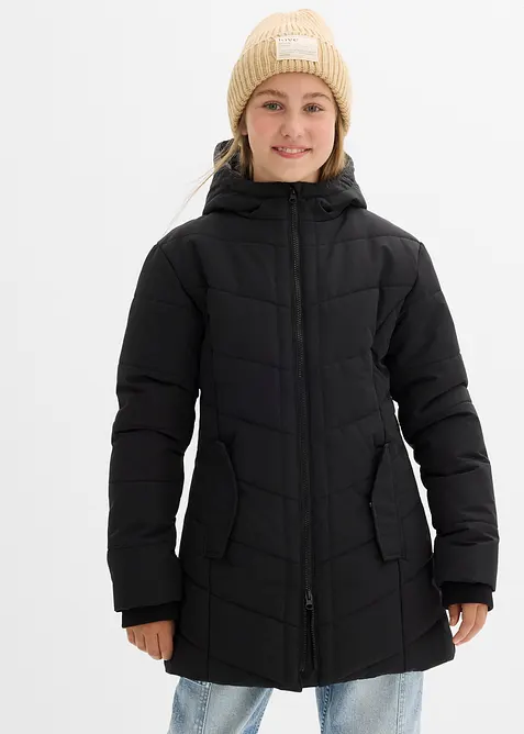 Winterparka mit Kapuze, wasserabweisend in schwarz von vorne (im Anschnitt) - bonprix