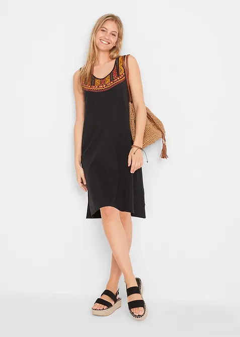 Hänger-Jerseykleid in schwarz im Look von vorne (Totalaufnahme) - bonprix