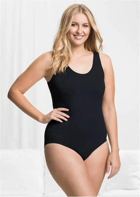 Body ohne Bügel mit Baumwolle in schwarz von vorne (Totalaufnahme) - bonprix