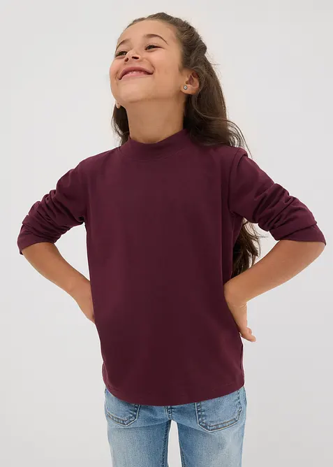 Langarmshirt aus elastischem Bio-Baumwoll-Mix (2er Pack) in rosa von vorne (im Anschnitt) - bonprix