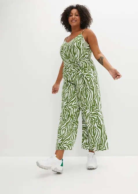 Jumpsuit aus fließender Viskose in grün von vorne (Totalaufnahme) - bonprix