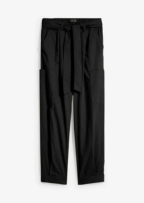 Cargohose aus reiner Baumwolle in schwarz von vorne - bonprix