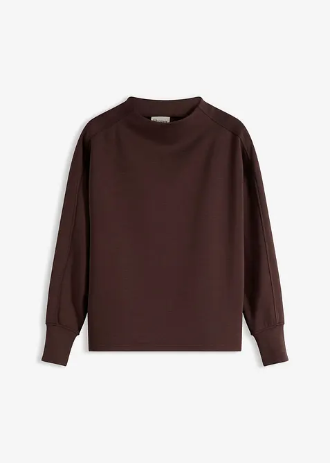 Oversize-Sweatshirt aus weichem Scuba in braun von vorne - bonprix