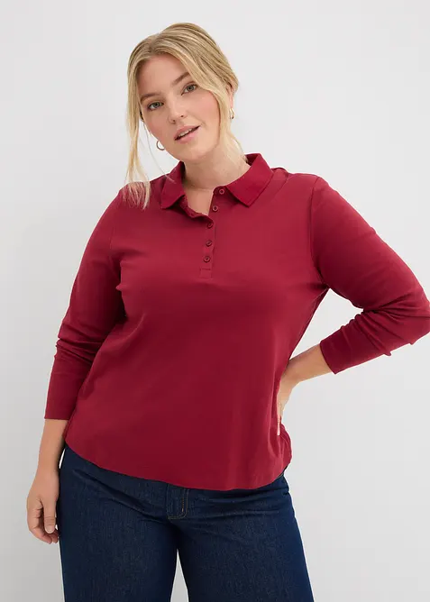 Poloshirt aus schwerer Bio-Baumwolle in rot von vorne (im Anschnitt) - bonprix