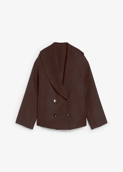 Oversize Jacke aus weichem Woll-Mix in braun von vorne - bonprix