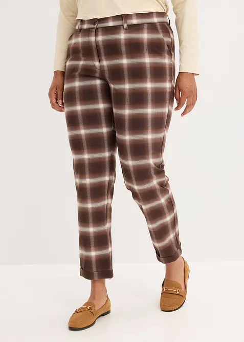 Karohose mit Umschlag in braun von vorne - bonprix