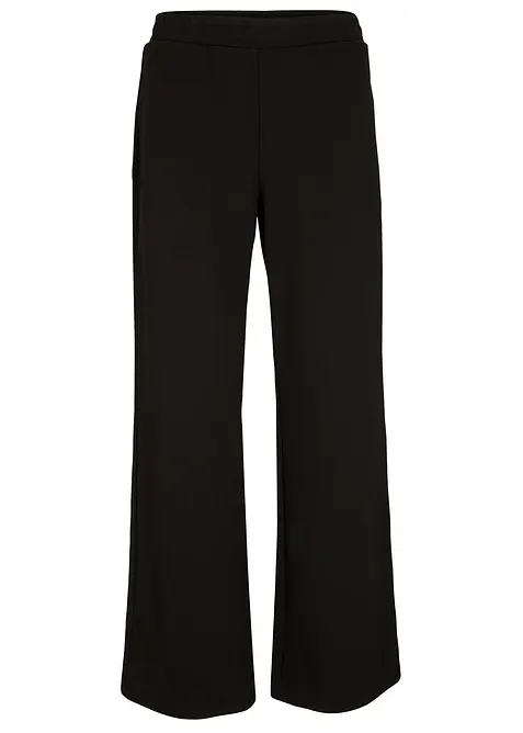 Weite Hose mit Gummibund aus Viskosemix in schwarz von vorne - bonprix