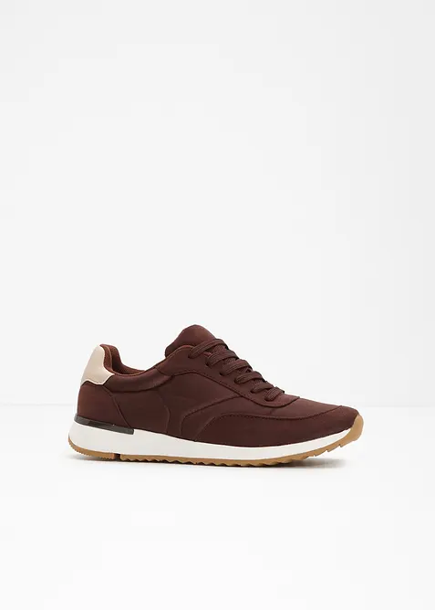 Sneaker mit Satin-Einsätzen in braun - bonprix