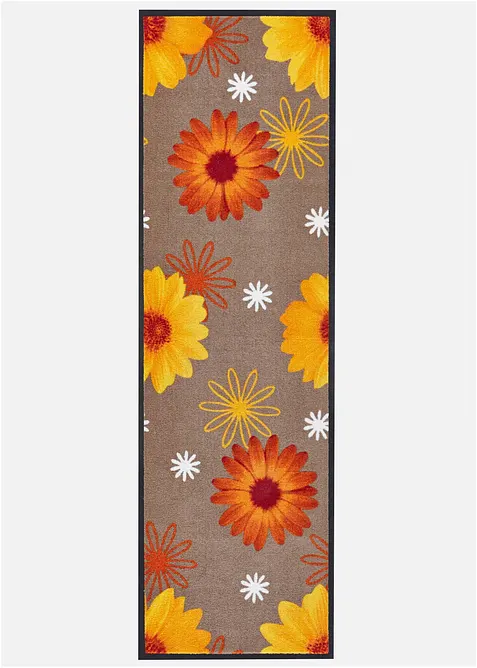 Fußmatte mit Blumenmotiv in orange - bonprix