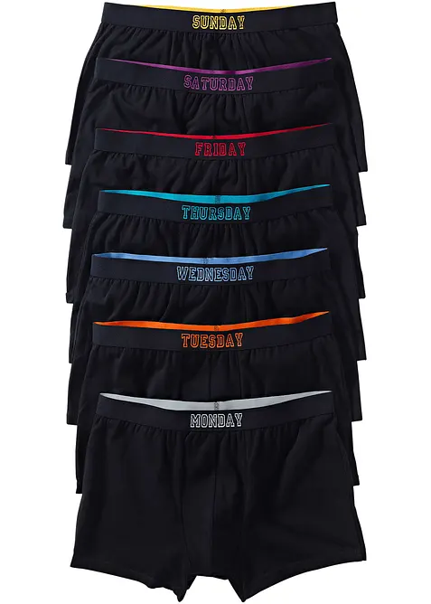 Boxershorts eng mit Baumwolle (7er Pack) in schwarz von vorne - bonprix