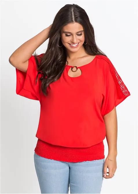 Bluse aus reiner Viskose in rot von vorne (im Anschnitt) - bonprix
