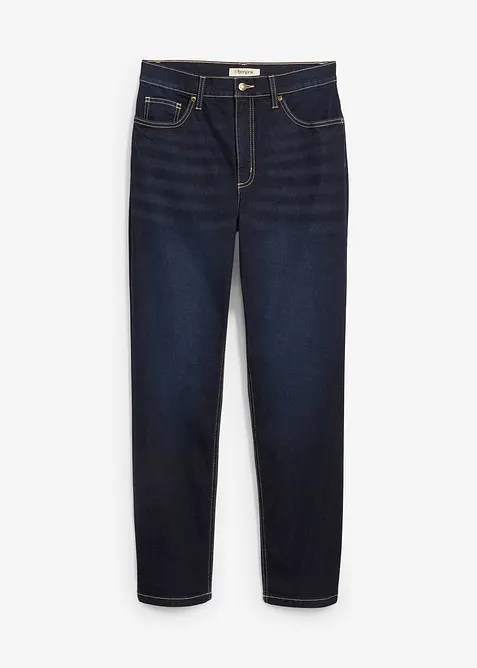 Straight-Jeans High Waist cropped in blau von vorne - bonprix
