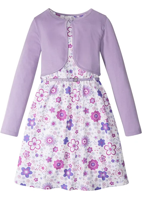 Kleid + Gürtel + Bolero (3-tlg. Set) in weiß von vorne - bonprix