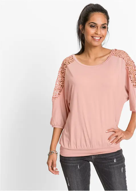 Oversize-Shirt  aus Viskose-Mix in rosa von vorne (im Anschnitt) - bonprix