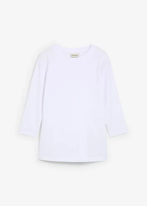 3/4-Armshirt mit reiner Bio-Baumwolle in weiß von vorne - bonprix