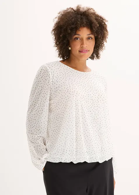 Langarmshirt mit Schleife am Rücken in weiß von vorne (im Anschnitt) - bonprix